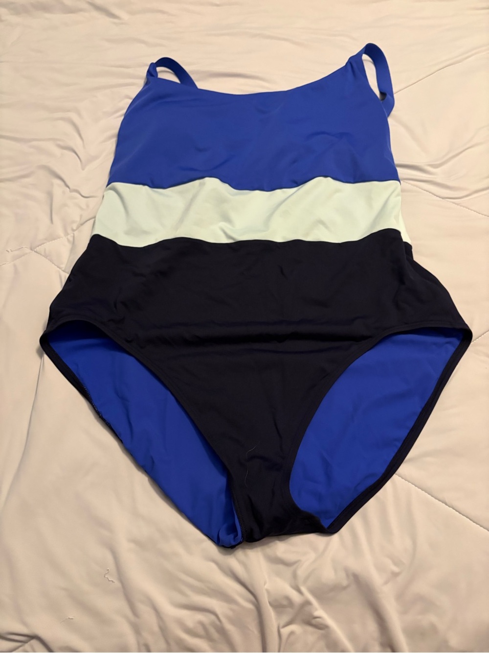 Athleta Blue, Black & Cream Colorblock One-Piece Swimsuit